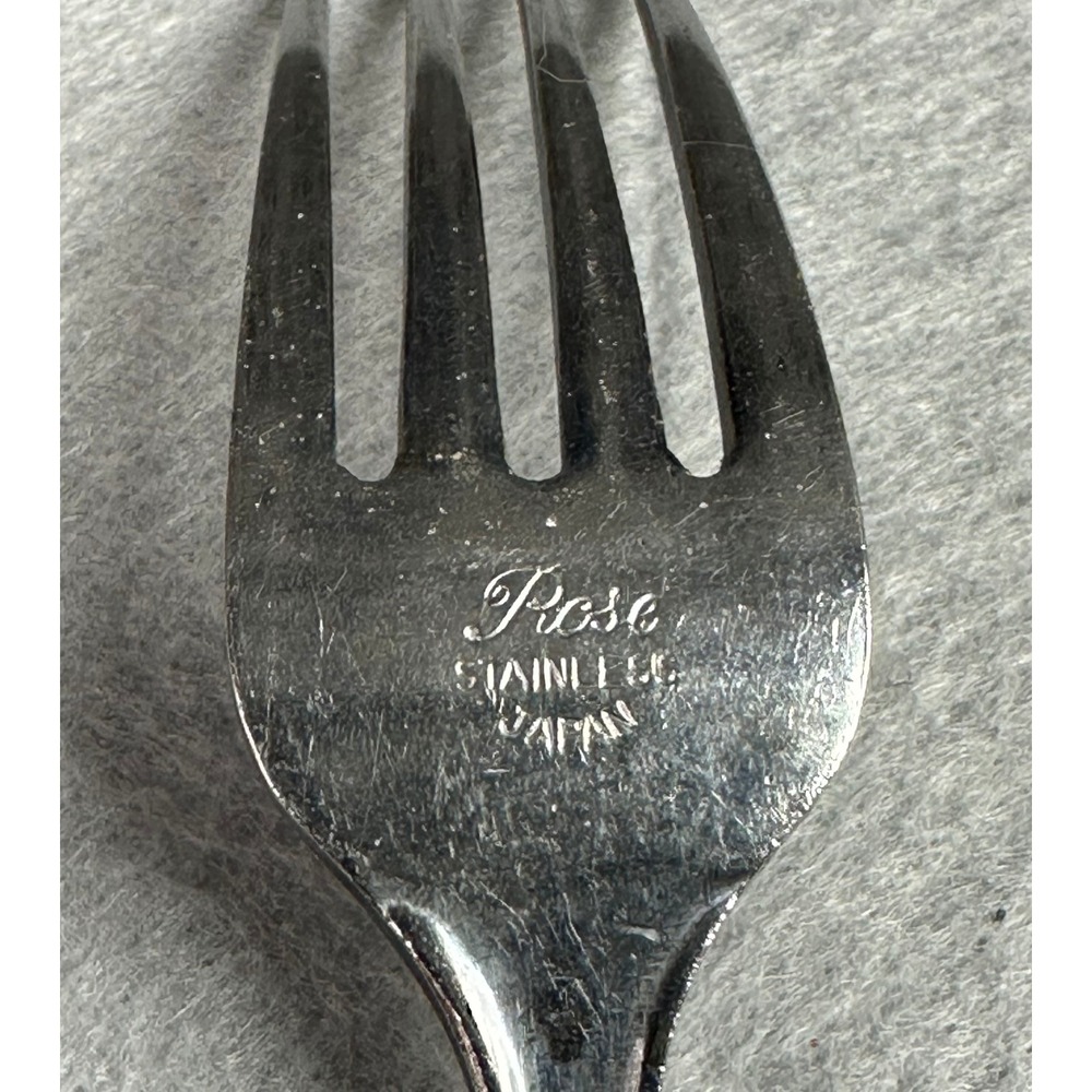 Lot of 4 ROSE Stainless Dinner Forks from Japan 7 1/4" - Picture 3 of 4